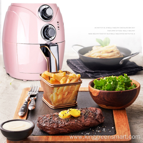 2.5 Liter Pink Durable Mechanical Air Fryer